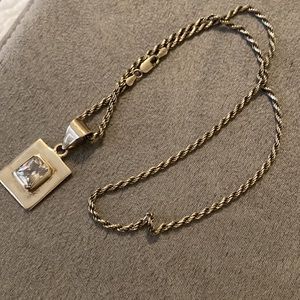 Silpada square large CZ pendant with 20 inch rope